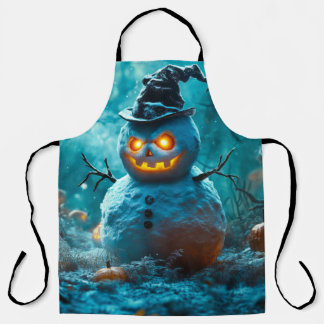 Delantal Muñeco de nieve espeluznante de Halloween con ojos