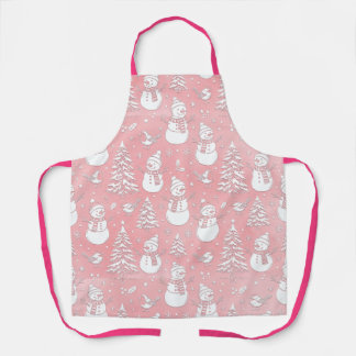 Delantal Muñecos de nieve rosados