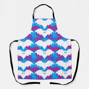 Delantal Murciélagos Blancos Y Arcos Azules Rosa