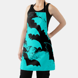 Delantal Murciélagos Negros En Vuelo Verde azulados