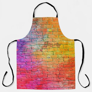 Delantal Muro de fondo de pared de ladrillo colorido, color