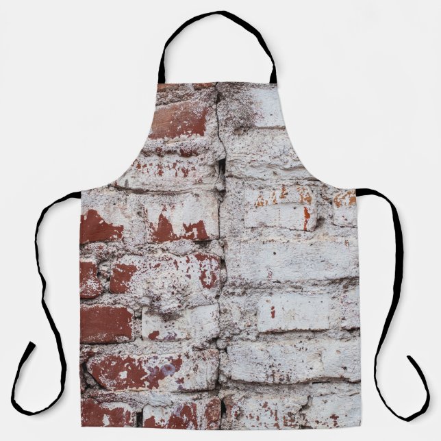 Delantal Muro de ladrillo pintado antiguo con pintura blanc (Anverso)