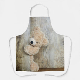 Delantal Muro De Madera Rústica De Oso Cutáneo Con Oso