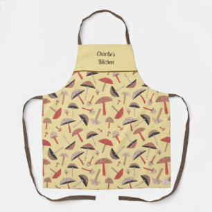 Delantal Musgos salvajes retro Whimsical Amarillo Botánico