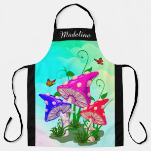 Delantal Mushroom   Trio colorido Apron grande personalizad