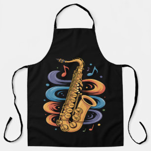 Delantal Música de Saxofón Colorida Flujo Jazz Instrumento
