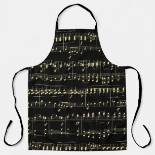 Delantal Música dorada en negro
