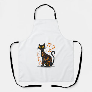 Delantal Musical Note Cat Halloween Tee Nota Musical