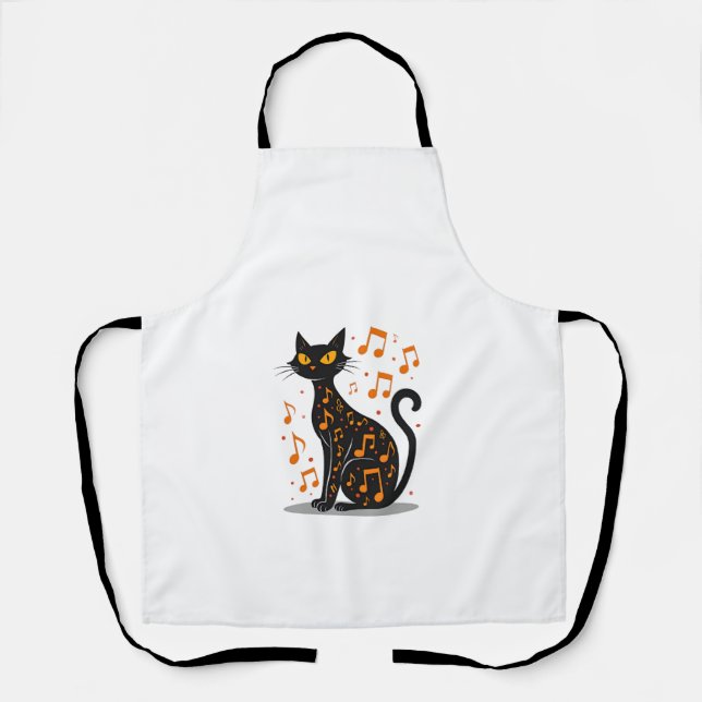Delantal Musical Note Cat Halloween Tee  Nota Musical (Anverso)
