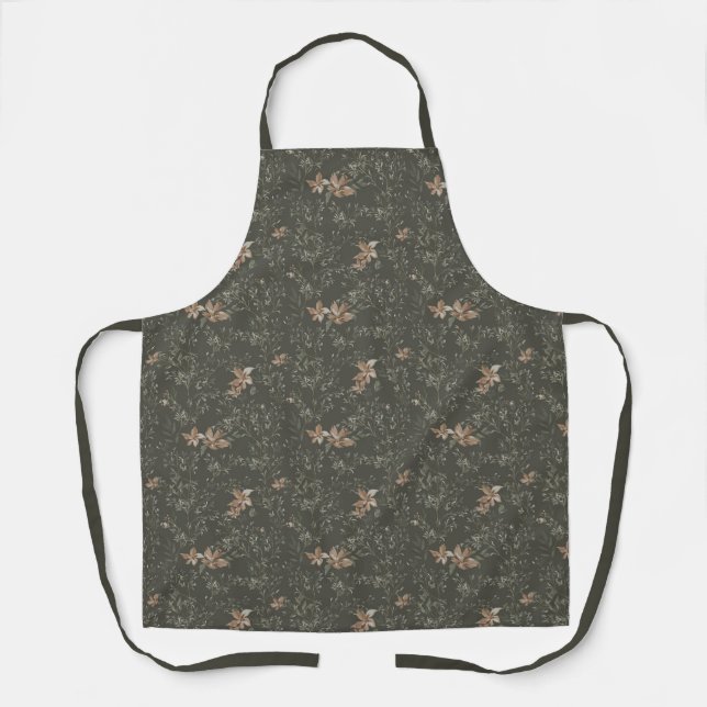 Delantal Muted Poinsetta Olive All-Over Print Apron (Anverso)