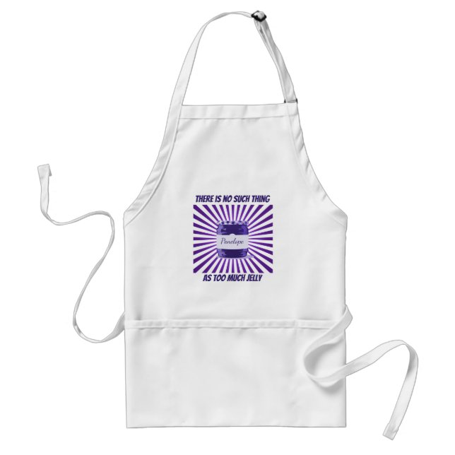 Delantal Muy gracioso con tu nombre de morado en lata (Frente)