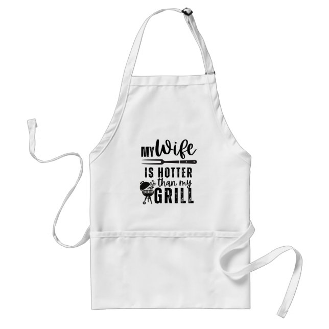Delantal My Wife Is Hotter Than My Grill – Funny BBQ Apron  (Frente)
