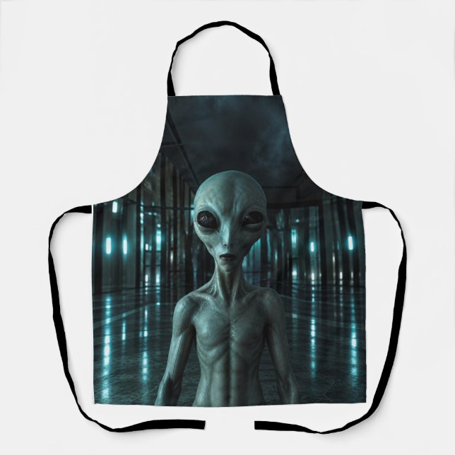 Delantal Mysterious Grey Alien (Anverso)