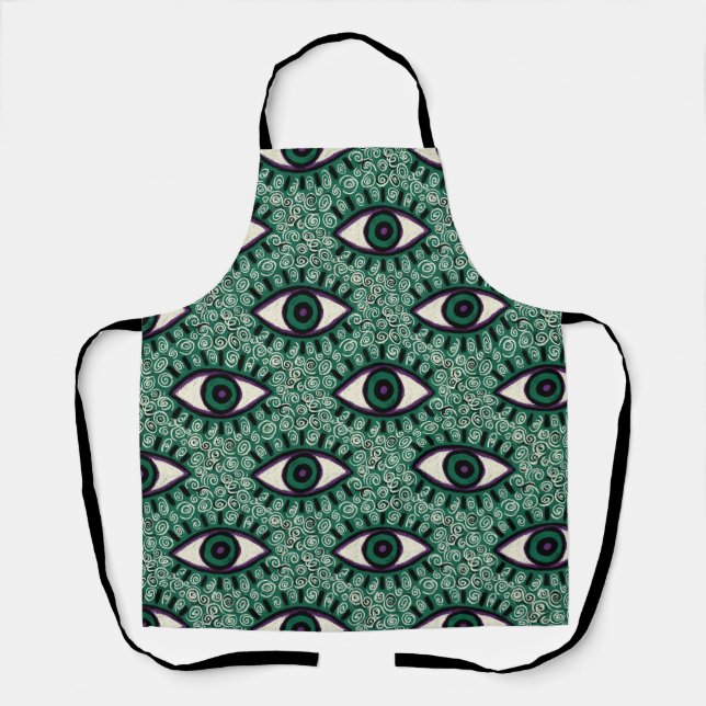 Delantal "Mystic Emerald Eyes" - Psychedelic Swirl Seamless (Anverso)