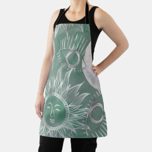 Delantal Mystique solar Duste Green Silver Moon Stars Sun