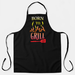 Delantal Nacido divertido a Grill Black Grill BBQ Flame