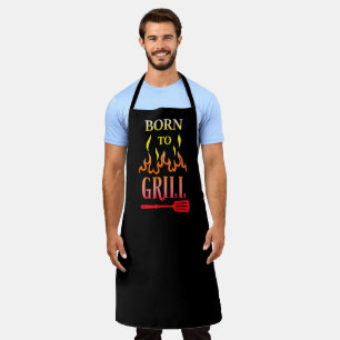 Delantal Nacido divertido a Grill Black Grill BBQ Flame