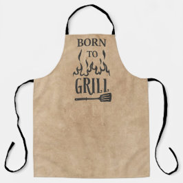 Delantal Nacido divertido a Grill Tan Black Grill BBQ Flame