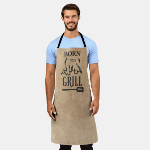 Delantal Nacido divertido a Grill Tan Black Grill BBQ Flame