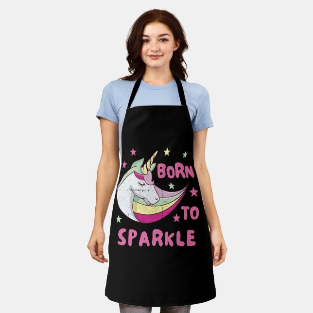 Delantal Nacido para ser una espuma mágica de unicornio (Gastado)