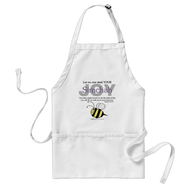 Delantal ¡Nadie robe tu alegría/Simchah! ¡Con abeja! (Frente)