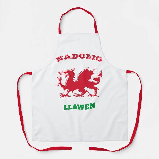 Delantal Nadolig Llawen Welsh Feliz Navidad Simple Celta (Anverso)