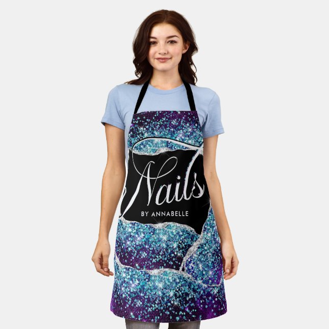 Delantal Nails Sparkly Typography Apron (Gastado)