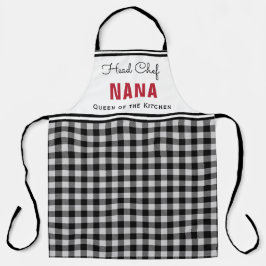 Delantal Nana personalizada en búfalo blanco y negro