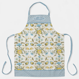 Delantal Nanas Cocina Azul n Vieira Floral Amarilla