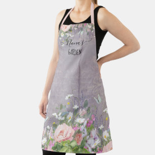 Delantal Nanas Jardín Cabaña Floral Lavanda Mariposa