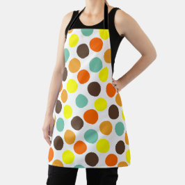 Delantal Naranja, amarillo, marrón, puntos azules