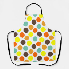 Delantal Naranja, amarillo, marrón, puntos azules