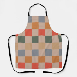 Delantal Naranja azul beige Brown Checkered Gingham Pattern