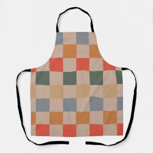 Delantal Naranja azul beige Brown Checkered Gingham Pattern