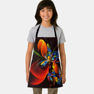 Delantal Naranja azul Floral Moderno Resumen Patrón de arte