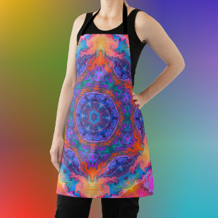 Delantal Naranja azul hippie psicodélico y rosa