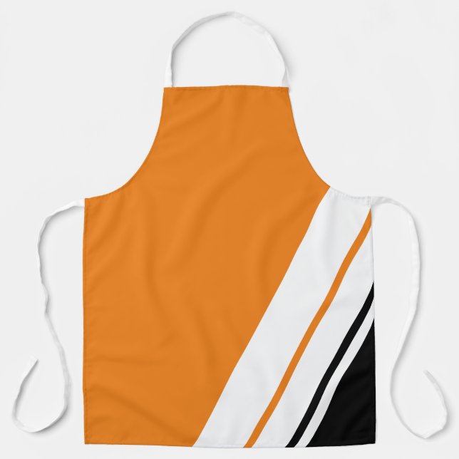 Delantal Naranja brillante atlético franjas de Carreras bla (Anverso)