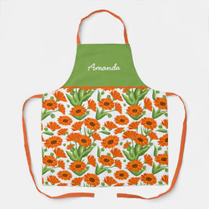 Delantal Naranja brillante Daisy Apron personalizado