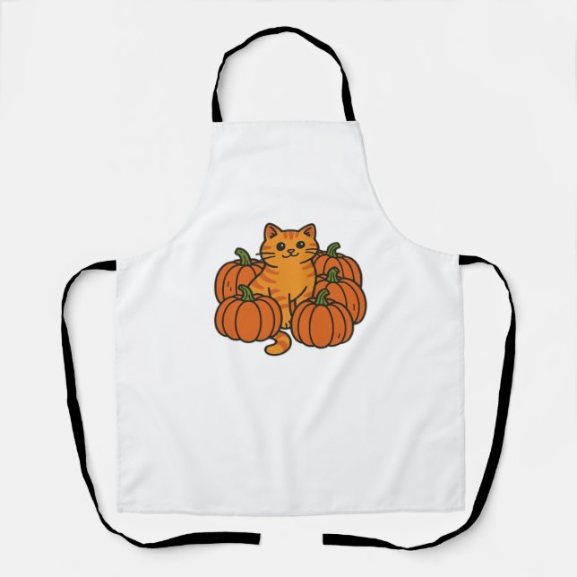 Delantal Naranja Calabaza Gato Gato Gato Gato Magia Camiset (Anverso)
