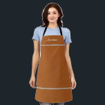 Delantal Naranja con nombre personalizado Brown<br><div class="desc">Naranja Brown Apron con nombre personalizado</div>