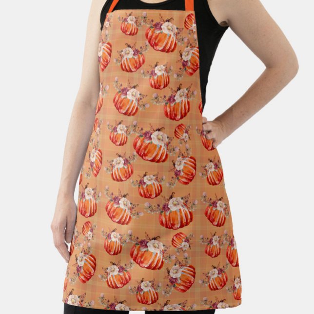 Delantal Naranja de calabaza otoño plaid floral otoño otoño (Subido por el creador)