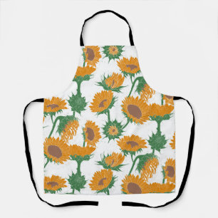 Delantal Naranja de girasol de impresión de bloques de made