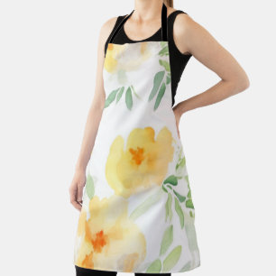 Delantal Naranja de melocotón amarillo elegante acuarela fl
