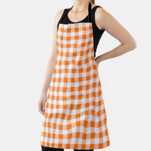 Delantal Naranja de patrón de comprobación de Gingham