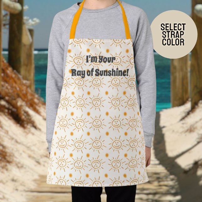 Delantal Naranja divertido mano dibujó Personalizado de pat (small apron sunshine design template text)