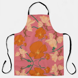 Delantal naranja floral y rosa