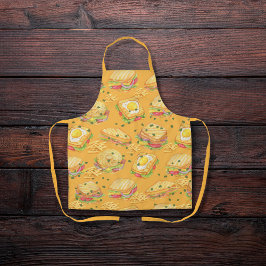 Delantal Naranja gourmet de sándwiches y patatas fritas