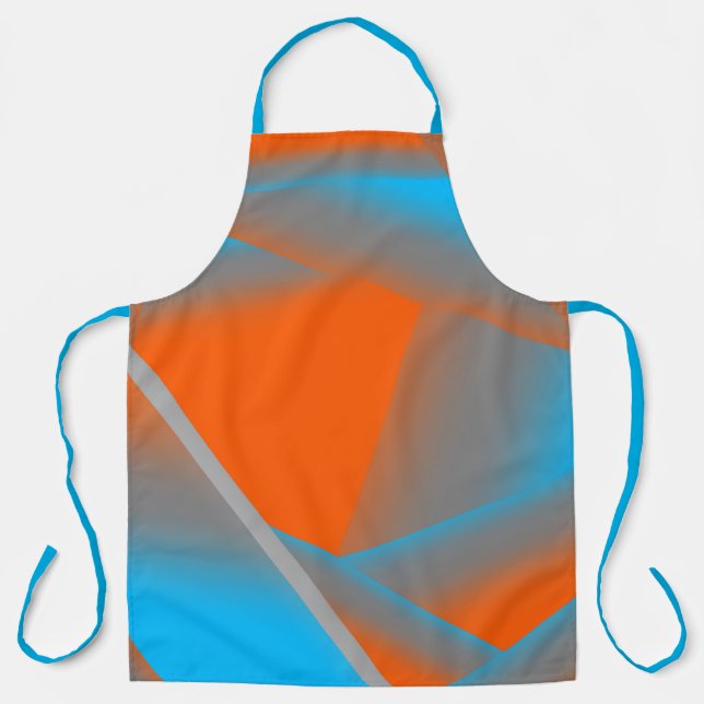 Delantal Naranja Gris Azul Ombre Geométrico Resumen Arte (Anverso)