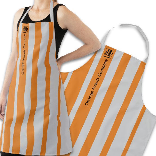Delantal Naranja gris de marca profesional (Professional Logo Company Name Gray Orange Apron)