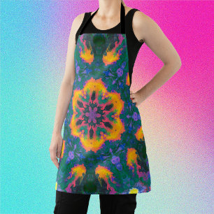 Delantal Naranja hippie psicodélico y morado